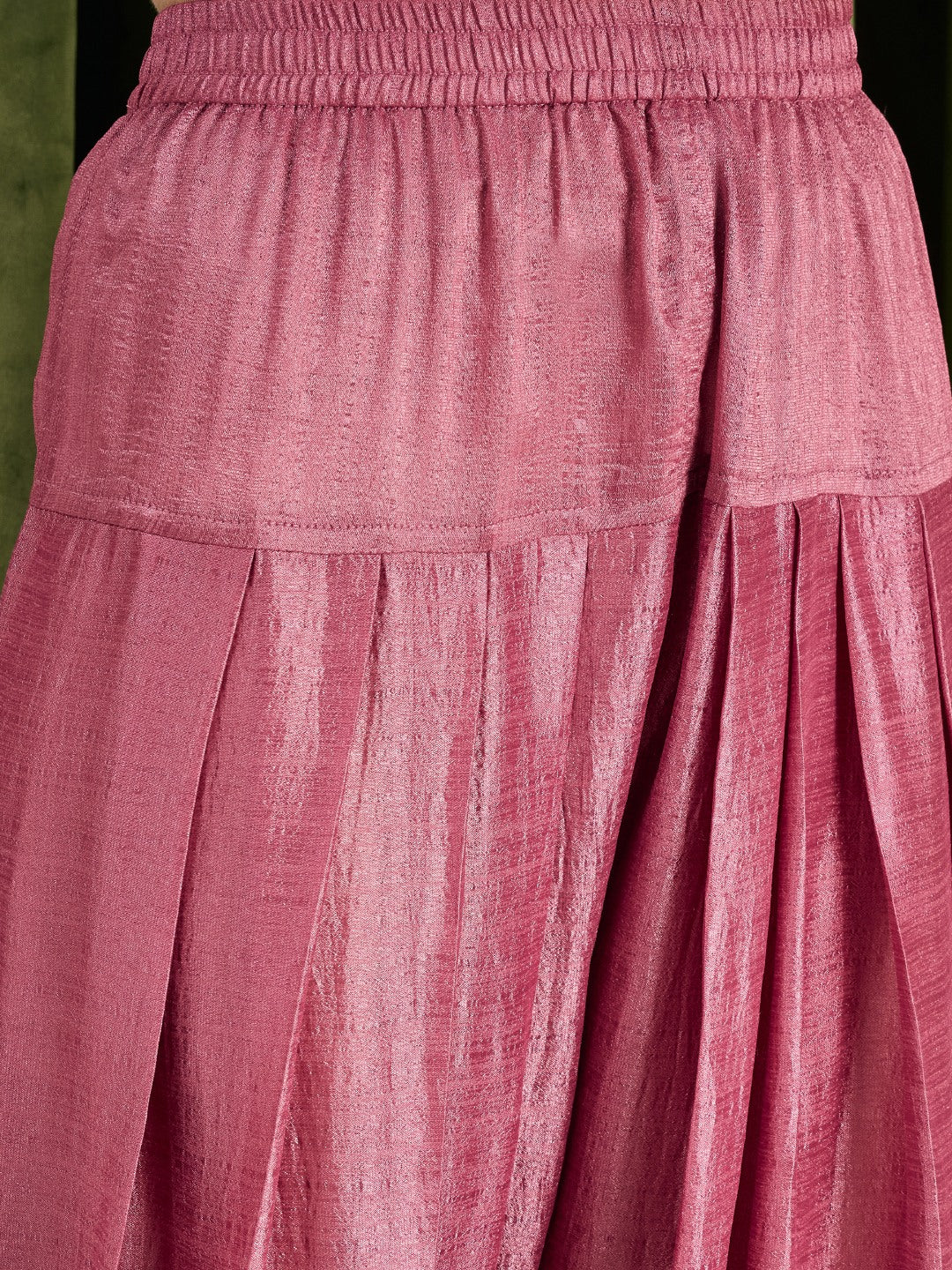 Janasya Women's Metallic Pink Silk Blend Zari Floral Embroidered A-Line Kurta with Salwar and Dupatta Set