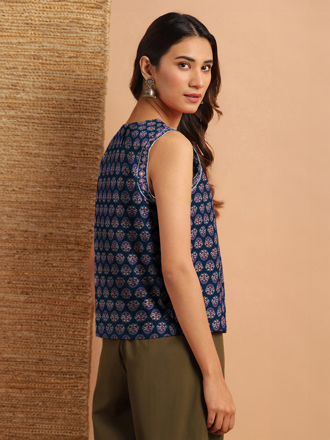 Indigo Pure Cotton Floral Printed Top