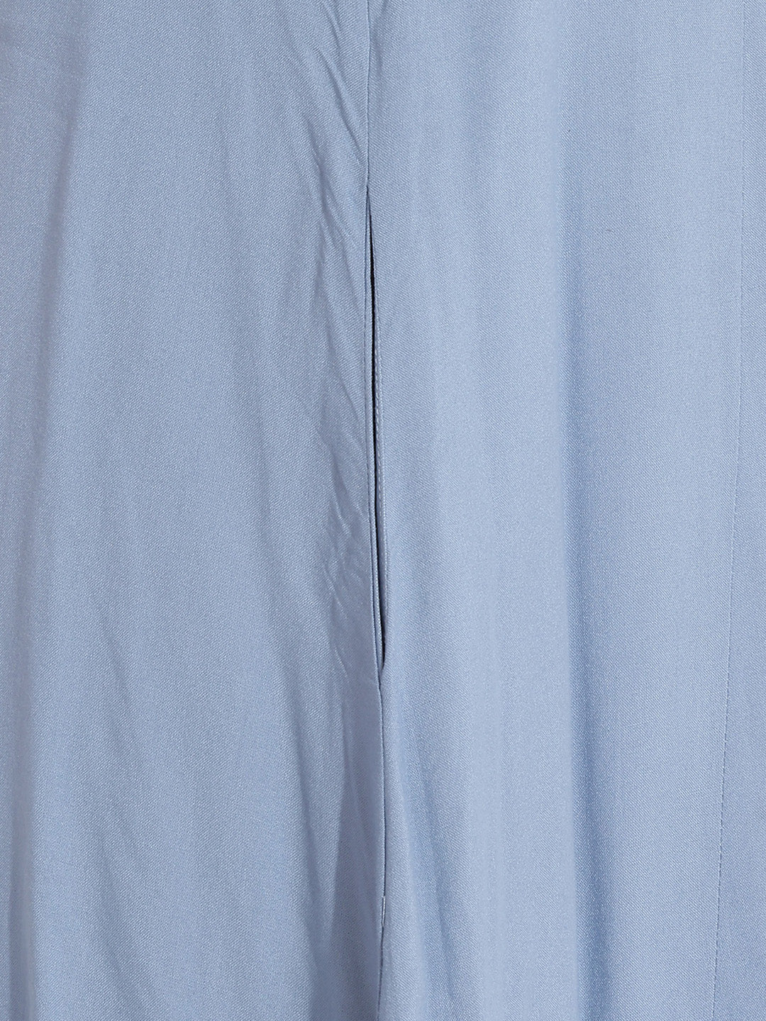 Janasya Women's Ice Blue Rayon solid A-Line Dress