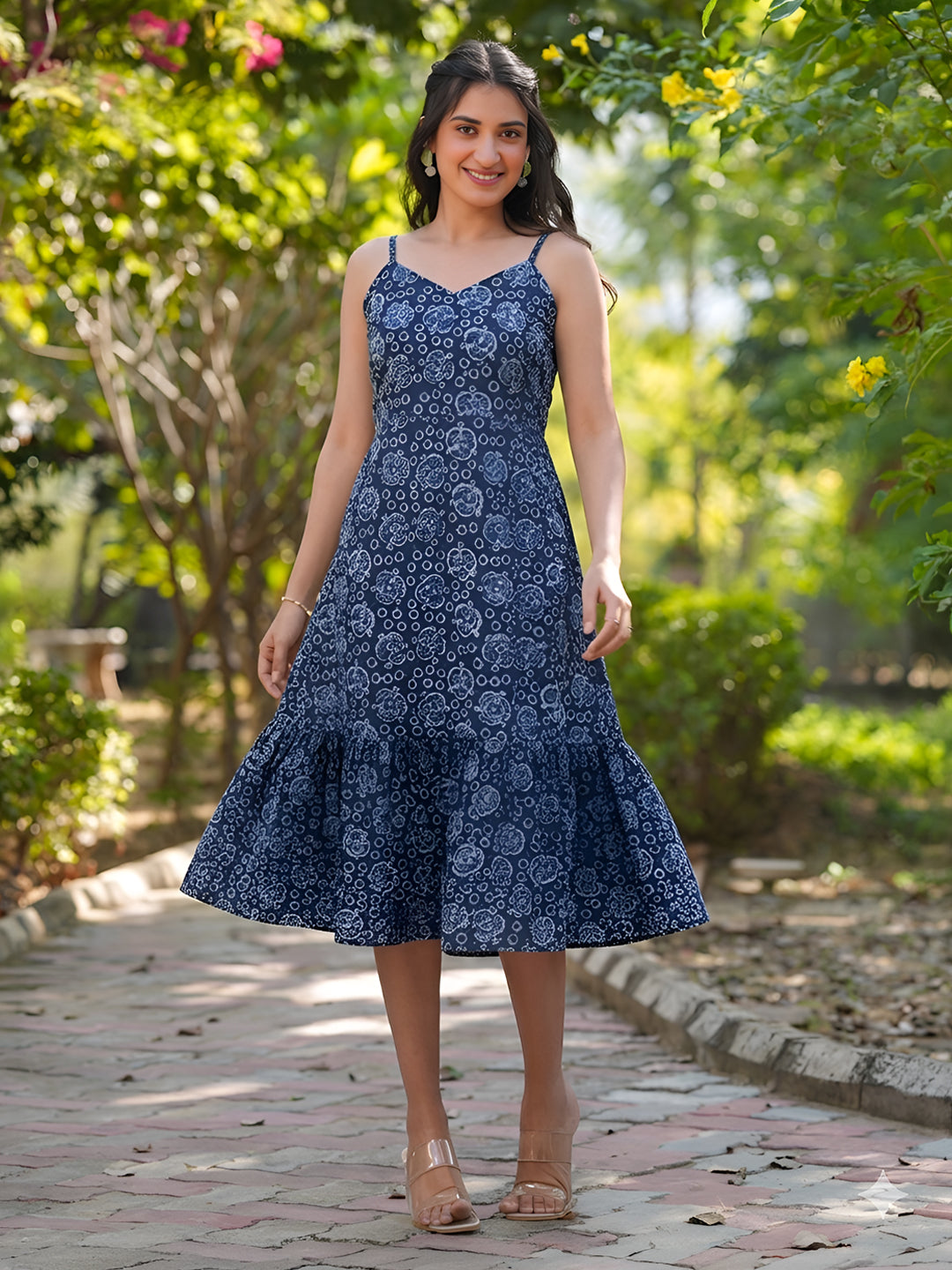 cotton batik dresses Batik Cotton Floral-Motif Maxi Dress