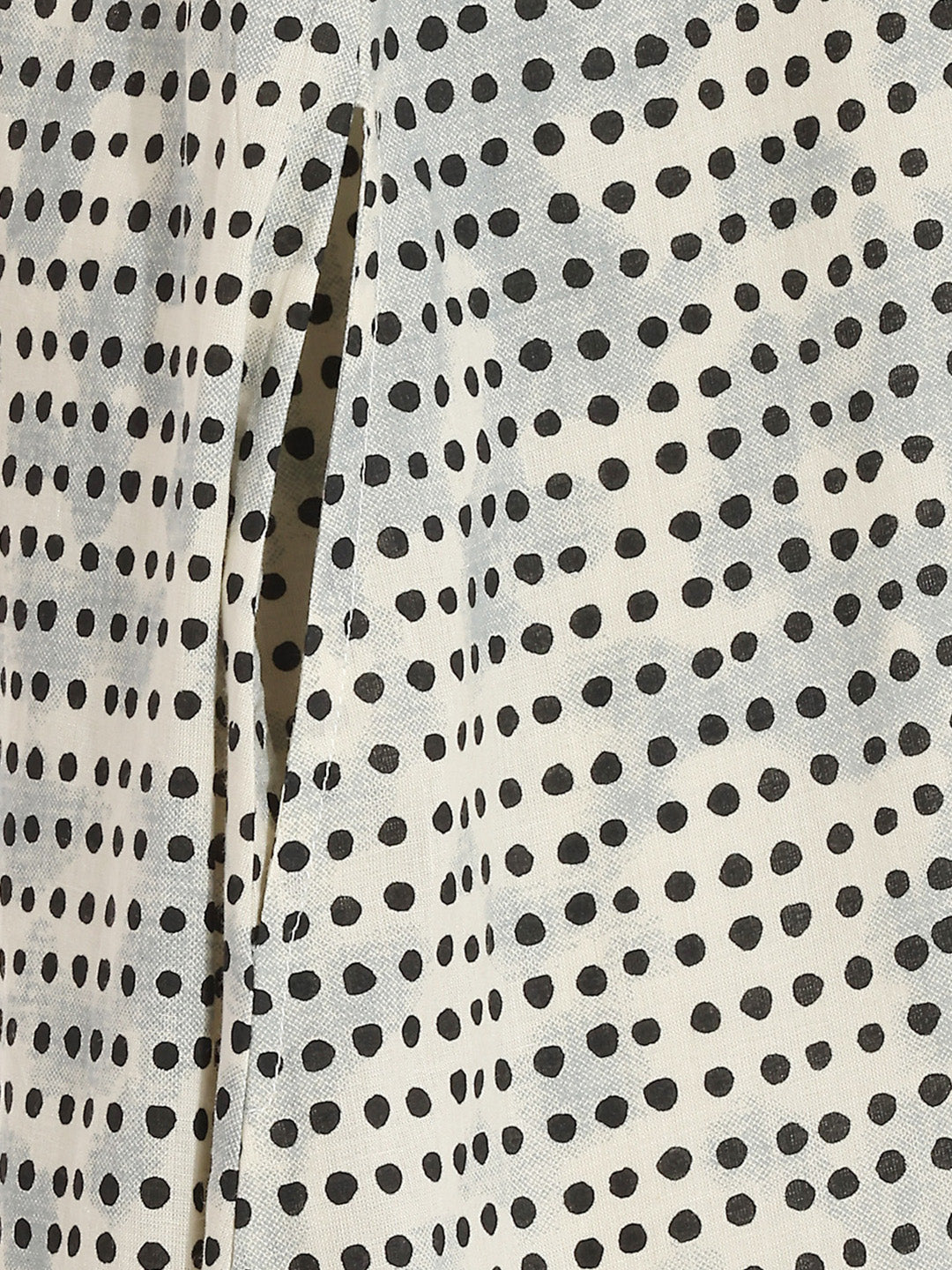 Janasya Women's Cream Pure Cotton Polka Dot Printed A-Line Dress