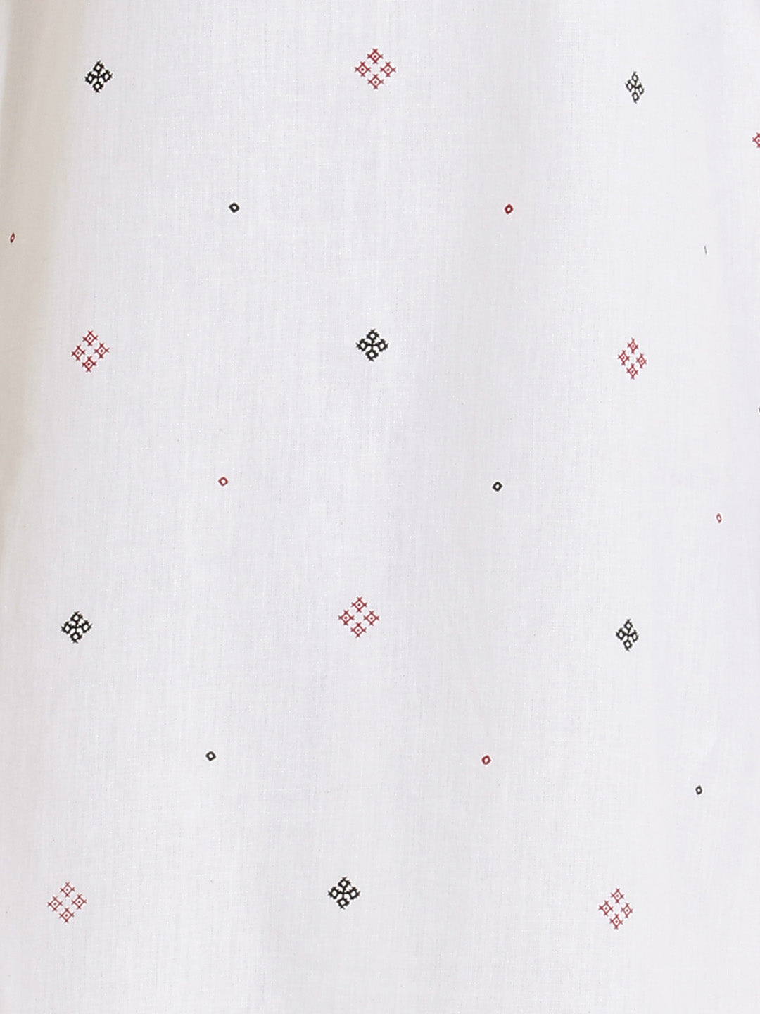 Janasya Women's White Linen Cotton Kasuti Motif Printed Straight Kurta