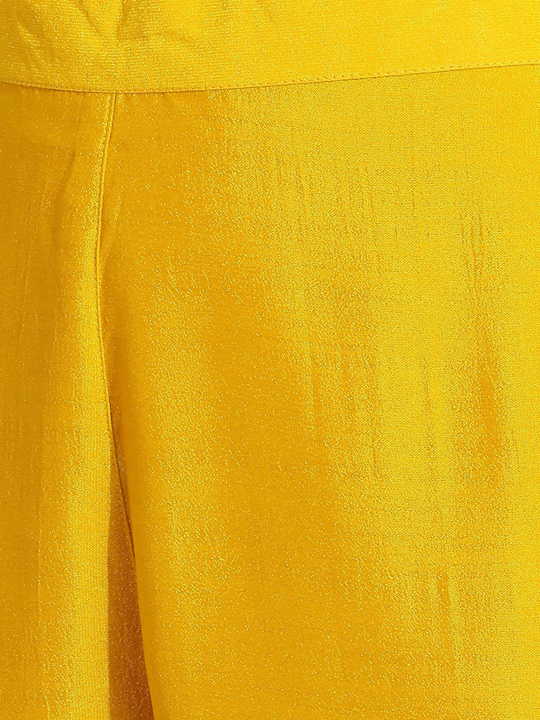 Janasya Women's Yellow Silk Blend Yoke Embroidered Anarkali Kurta Set with Jacquard Dupatta
