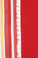 Red Poly Crepe Striped A-line Kurta