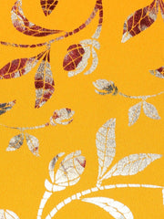 Mustard Poly Crepe Foil Print A-line Kurta