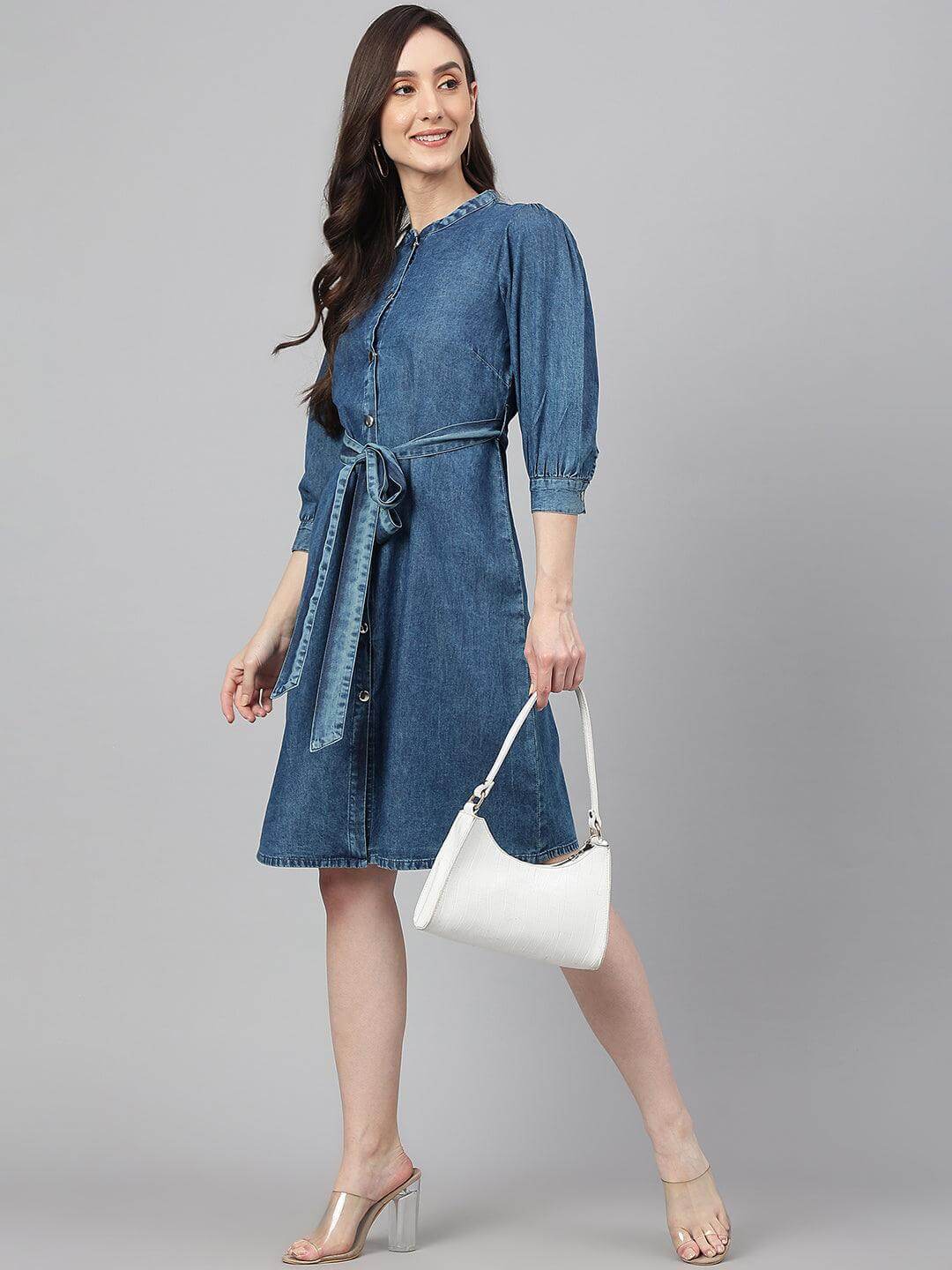 Buy STOLE THE SHOW BLUE DENIM DRESS for Women Online in India
