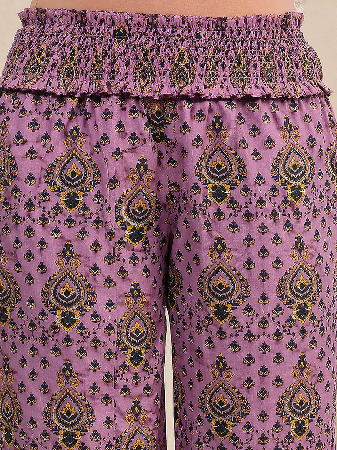 Janasya Women's Maternity Lavender Pure Cotton Ethnic Motifs Printed A-Line Kurta Pant Set