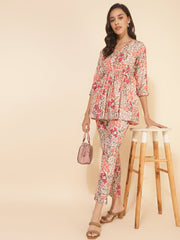 Multicolor Moss Floral Printed Top with Pant Janasya