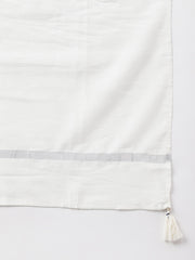 XL LOVE by Janasya Women's Plus Size Off White Poly Silk Kurta With Palazzo and Dupatta