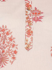 Lilac Cotton Block Print Kurta with Palazzo and Dupatta