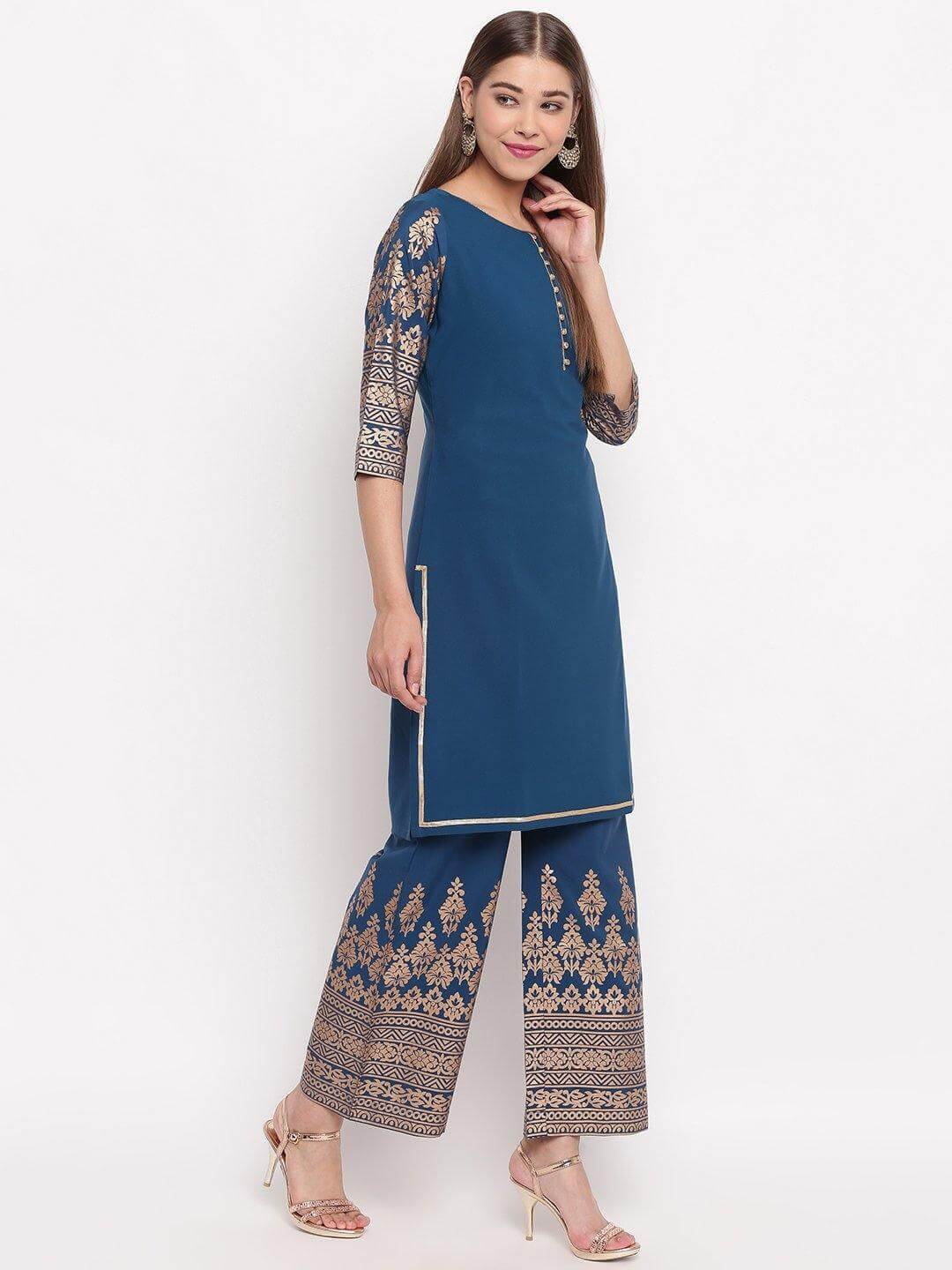 Buy Kurta and Palazzo Set for Women and Girls, Sleeveless Kurti Set, Beige  Printed Kurta Set, Sister's Gift, Gift for Her, Indian Ethnic Dress Online  in India - Etsy