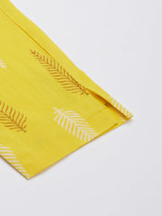 Yellow Cotton Block Print Kurta with Pant
