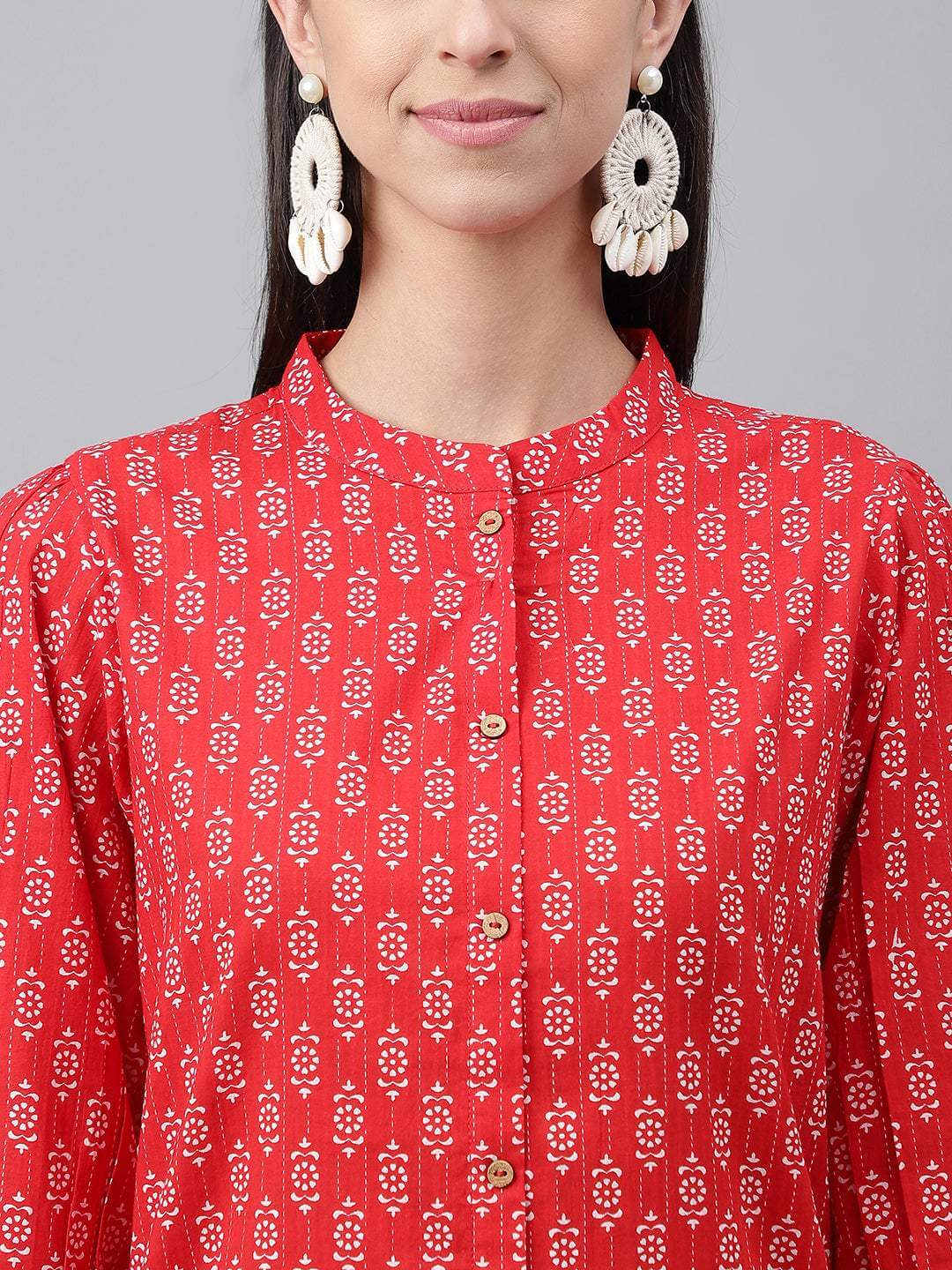 Red Cotton Ethnic Motifs Co-ords Set