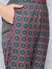 Multicolor Moss Ethnic Motifs Kurta with Pant
