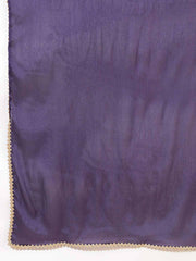 Purple Chanderi Yoke Embroidery A-Line Kurta Set