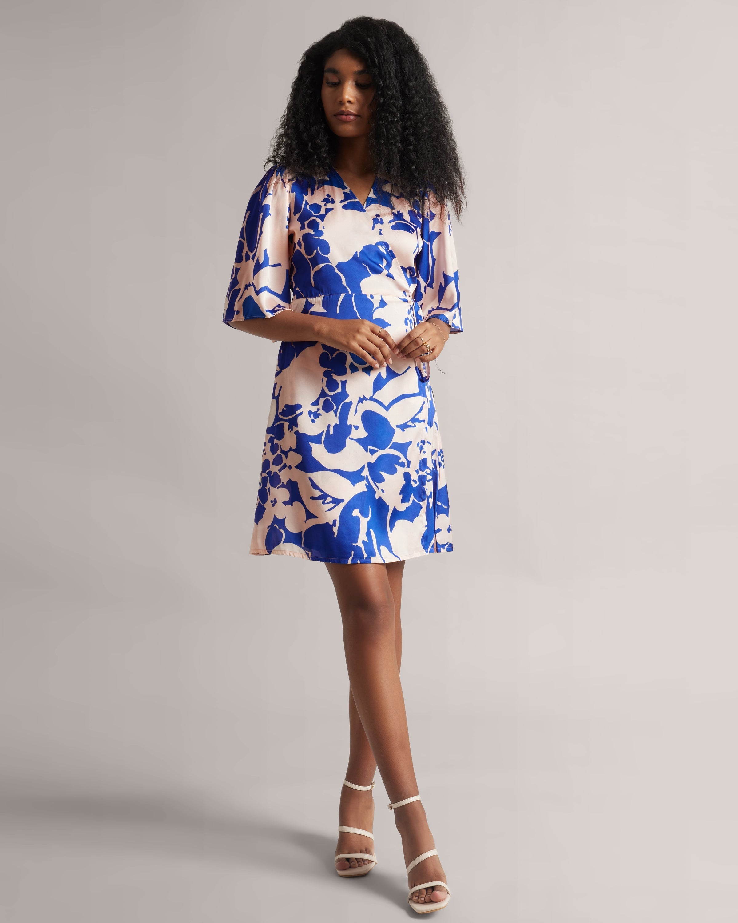 Royal Blue Abstract Wrap Dress