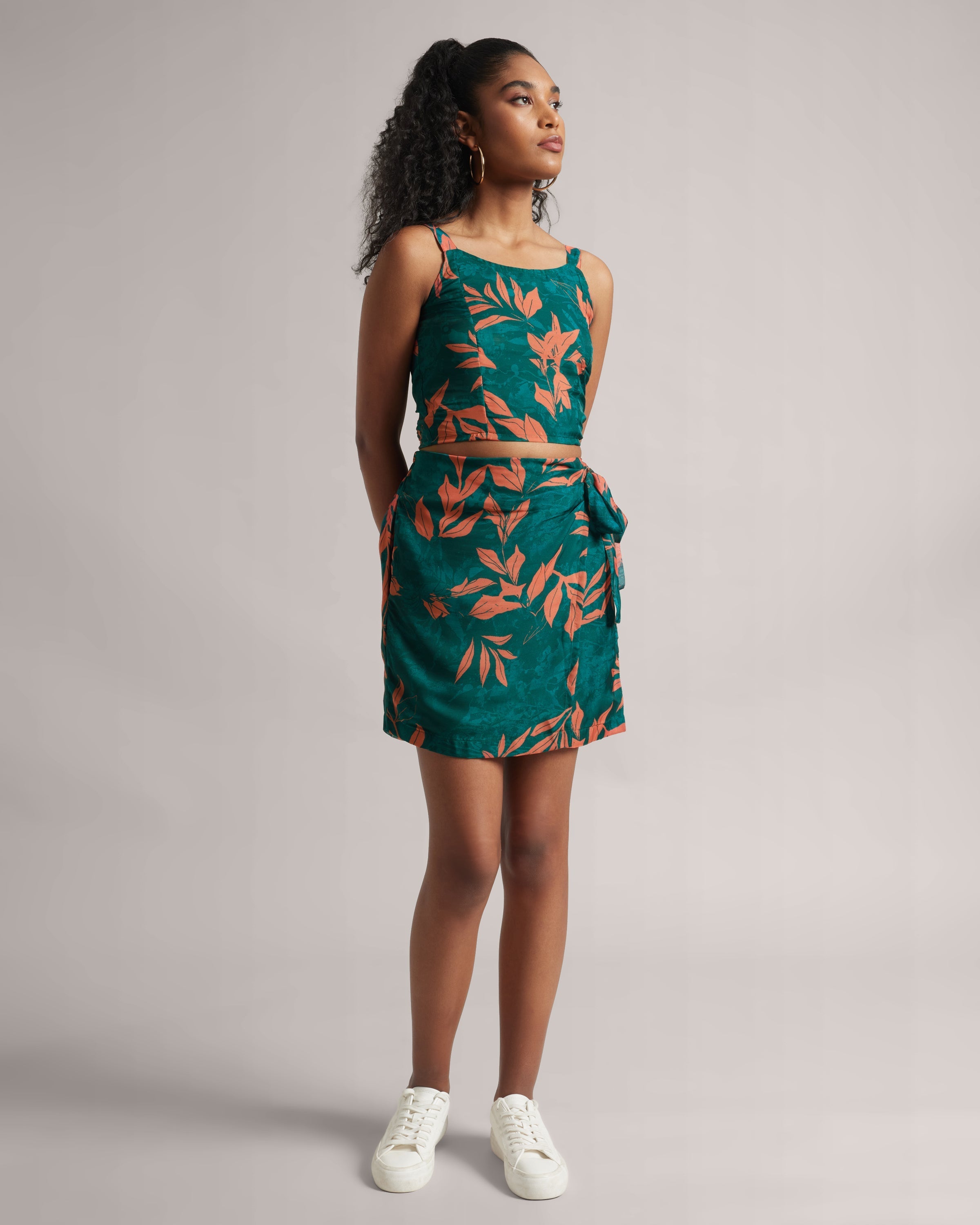 Dark Teal Floral Skort Co-Ord Set