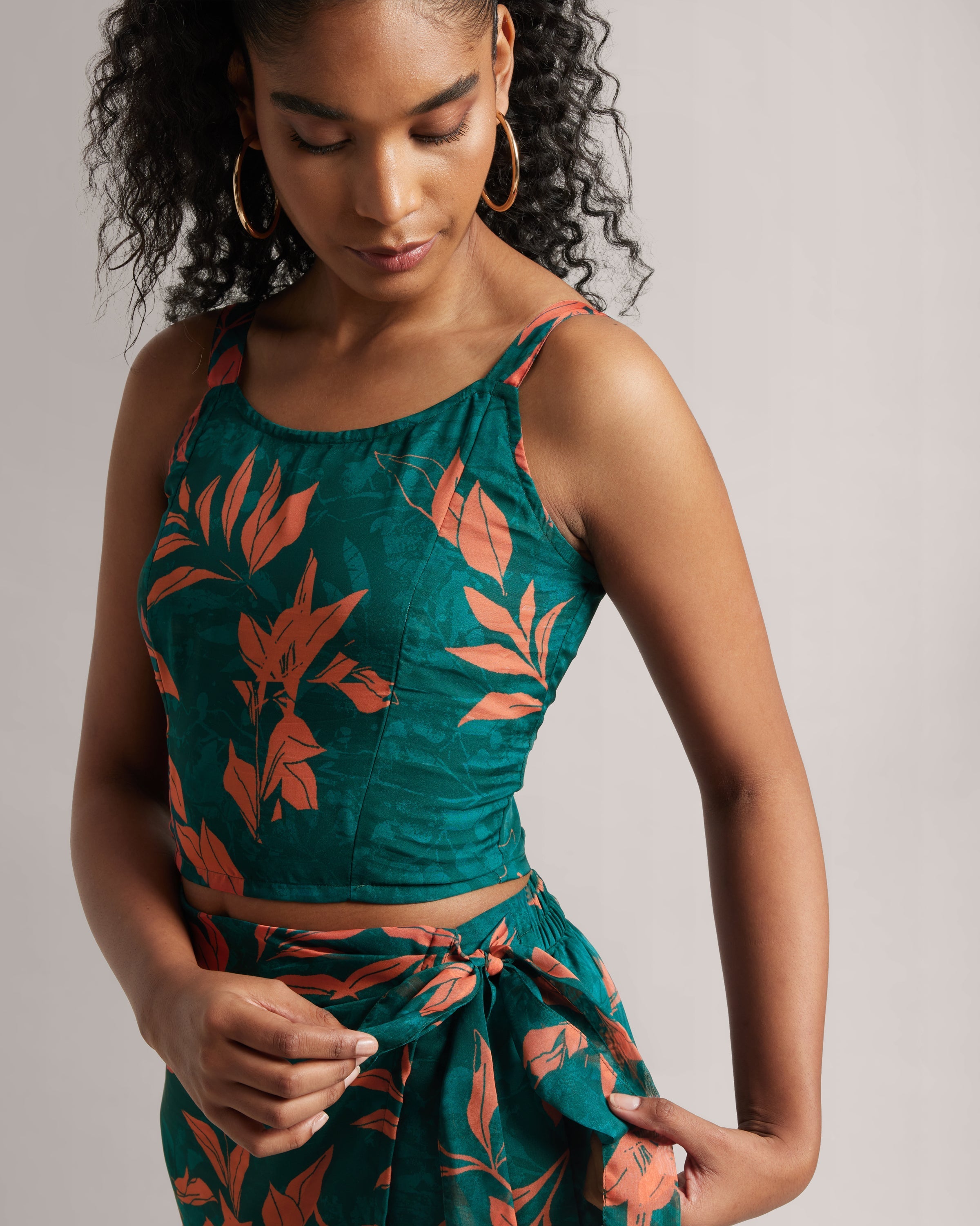 Dark Teal Floral Skort Co-Ord Set