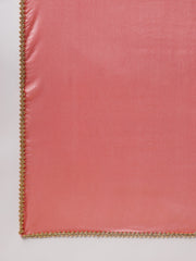 Plus Size Pink Chanderi Embellished Kurta with Palazzo and Dupatta