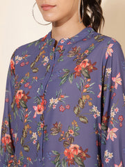 Violet Georgette Floral Printed Regular Tunic