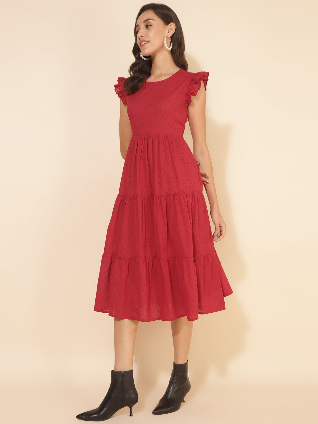 Dresses | Red Chiffon Partywear Western Gown | Freeup