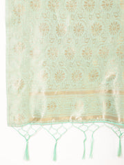 Sea Green Chanderi Silk Polka Design Saree with Unstitched Blouse Piece