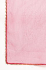 Pink Poly Silk Floral Printed Kurta with Pant and Dupatta