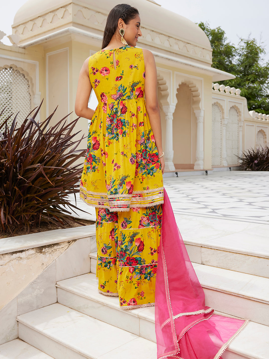 Wedding Wear Printed Heavy Rayon Anarkali Short Kurti Sharara Dupatta Dress  Set | eBay