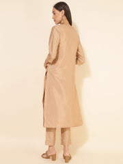 Beige Crepe Embrodiery Kurta with Pant